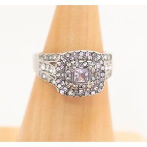 Vintage Art Deco Princess Diamonds Ring Size 10 - T13